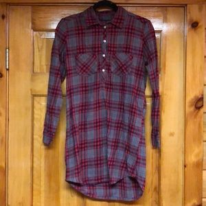 Flannel collared tunic dress